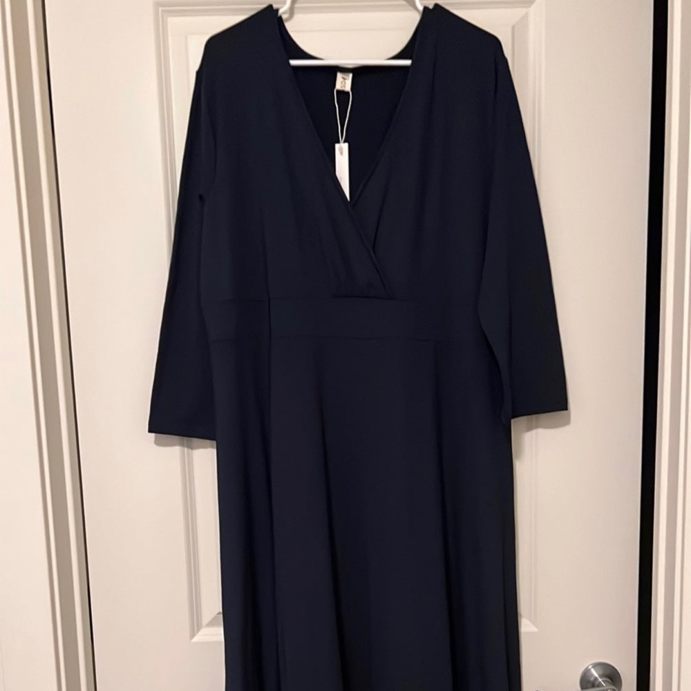 3/4 Sleeve Faux Wrap Maxi Dress